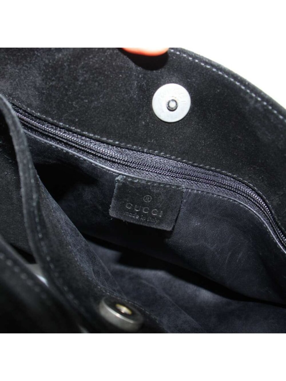 Gucci Shoulder Handbag Suede Logo Black - Picture 6 of 8